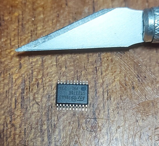 20 pin chip with an X-acto blade for scale