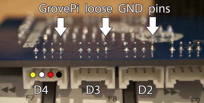 Photo of my GrovePi showing loose gnd pins