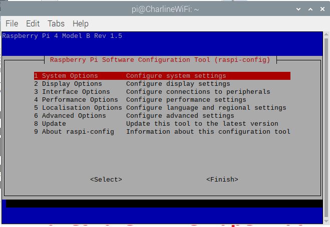raspi-config main screen
