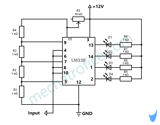 LED-voltage-level-indicator-circuit-diagram-1